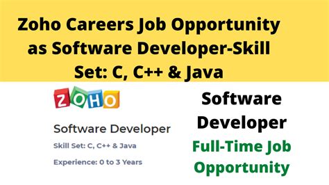 Zoho Careers Job Opportunity As Software Developer Skill Set C C