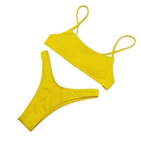 Sexy Solid Bikini Split Swimsuit Sexy Pure Color Bikini High Waisted