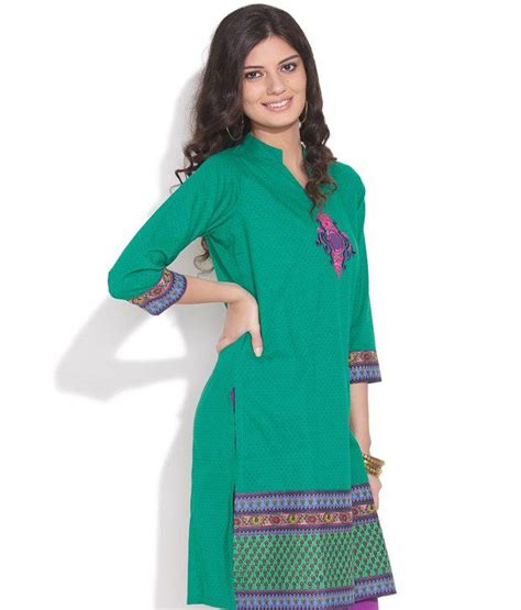 Aimi Light Green Embroidered Cotton Kurti Buy Aimi Light Green