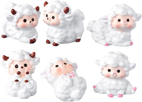 Toyvian Pcs Mini Sheep Figures Garden Miniature Sheep Statues Resin