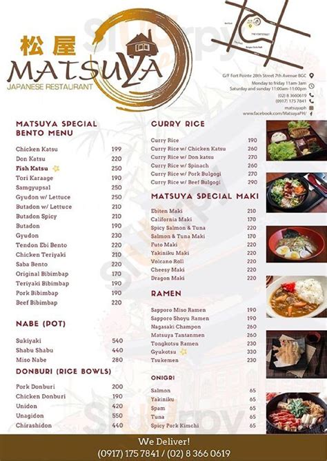 Matsuya Japanese Restaurant Menù Taguig City Main Menu Sluurpy