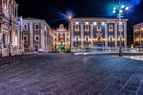 Piazza Duomo with Town Hall in Catania in Sicily, Italy Editorial Photo - Image of illumination ...