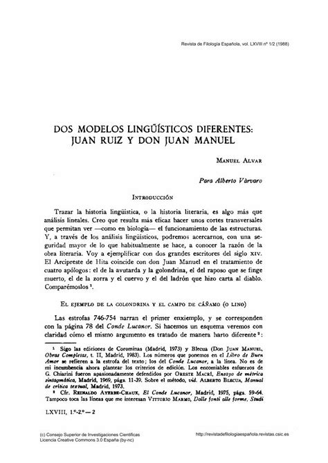 Pdf Dos Modelos Ling Sticos Diferentes Juan Ruiz Y Don Juan