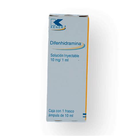 DIFENHIDRAMINA 10 MG 1 ML SOLUCION INYECTABLE UNA AMPULA Misitio