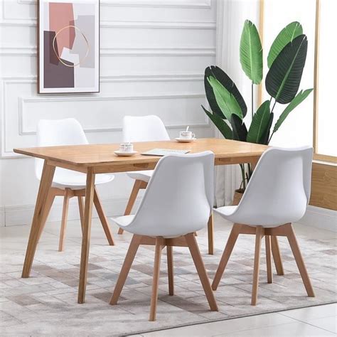 AKALNNY Lot de 4 Chaises de Salle à Manger Blanc Scandinave