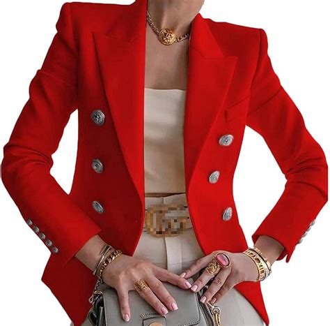 Women Double Breasted Slim Fit Casual Outerwear Blazer Coat Mx Ropa Zapatos Y