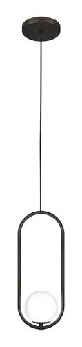 Luminária Pendente Teto Lustre Arco Globo Vidro Quarto Preto