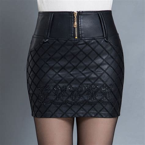 High Quality 2016 Autumn Winter Women Sexy Bodycon Mini Skirt Faux