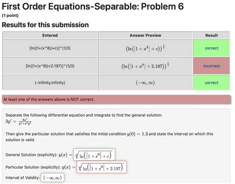 Solved First Order Equations Separable Problem 6 1 Chegg