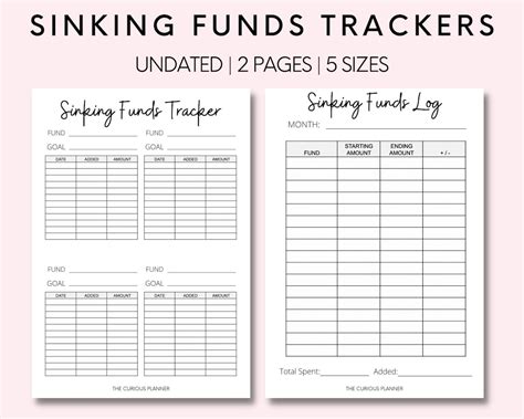 Sinking Funds Tracker Printable Monthly Sinking Funds Tracker Monthly