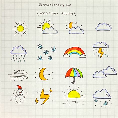 An Image Of Weather Doodles On A Sheet Of Paper