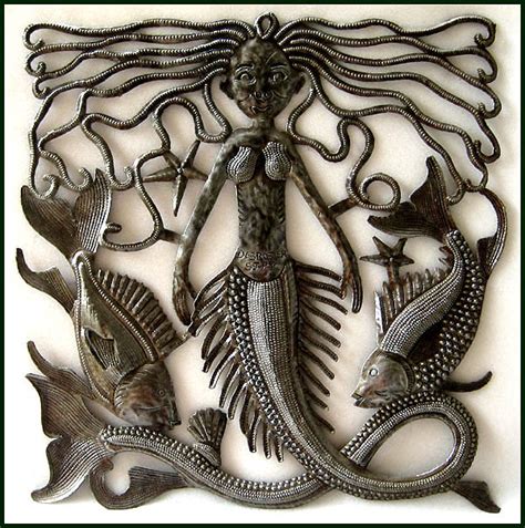 Haitian Metal Art Mermaid Designs Handcrafted Steel Drum Metal Art