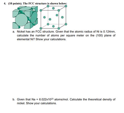 Solved 4. (10 points). The FCC structure is shown below: a. | Chegg.com