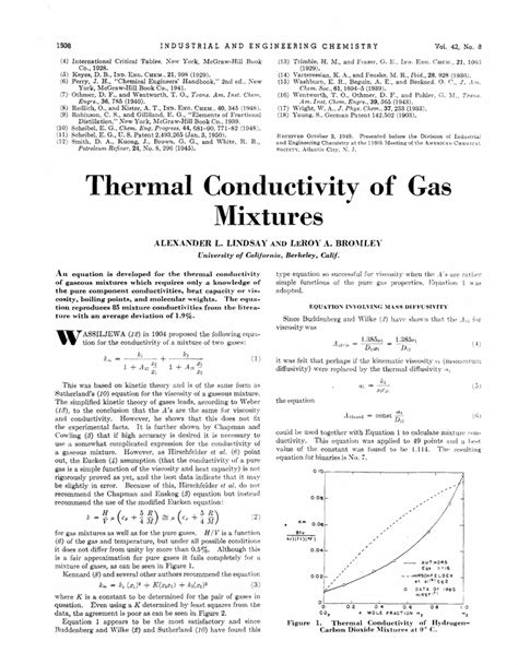 Thermal Conductivity Of Gas Mixtures Industrial Engineering Chemistry