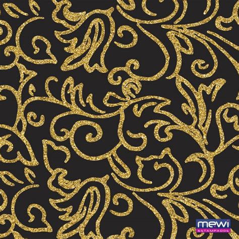 1179 Arabesco Dourado Preto Mewi Estampados TNT