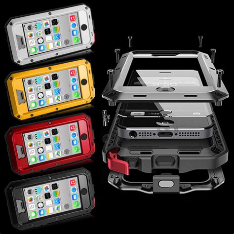 Waterproof Shockproof Aluminum Gorilla Glass Metal Case Cover Apple