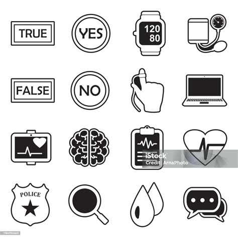 Lie Detector Icons Line With Fill Design Vector Illustration Stock