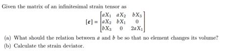 Solved Given The Matrix Of An Infinitesimal Strain Tensor As Chegg