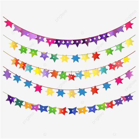 Rainbow Stars Pride Month Garland Bunting Divider Simple Clipart Star