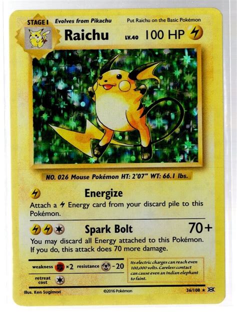 Raichu Holographic Rare Xy Evolutions Pokemon Tcg Near Mint