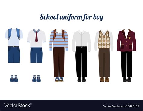 School uniform for boys flat Royalty Free Vector Image