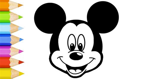 Glitter Mickey Mouse Head Coloring And Drawing Learn Colors For Kids