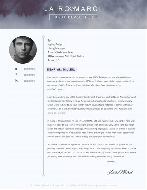 17 Effective Cover Letter Templates You Can Customize And Download Visual Learning Center By Visme