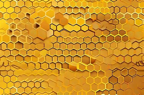 Premium Photo Yellow Hexagonal Honeycomb Mesh Pattern With Text Space