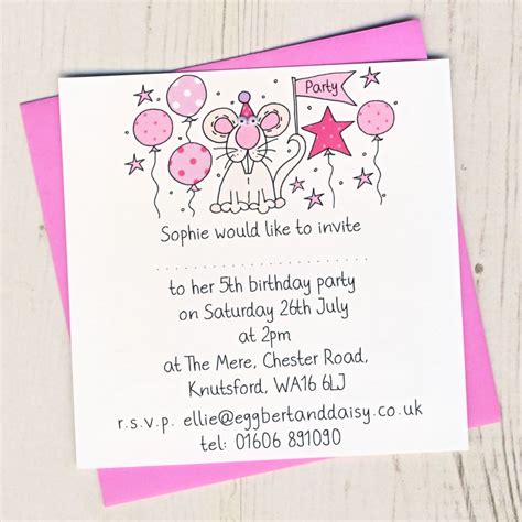 Mouse personalised birthday party invitations