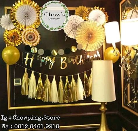 Jual SET Happy Birthday GOLD Decoration Paket Dekorasi Ulamg TAhun