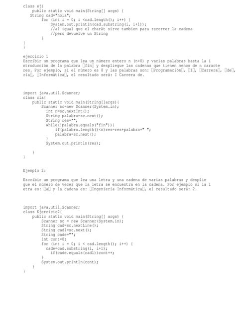 Ejercicios Con La Clase String Pdf Cadena Informática Java