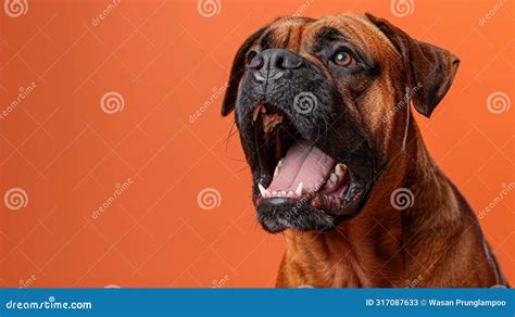 Bullmastiff, Angry Dog Baring Its Teeth, Studio Lighting Pastel ...