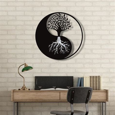 Stickers Mural Arbre De Vie Yin Yang En M Tal L Arbre Magique