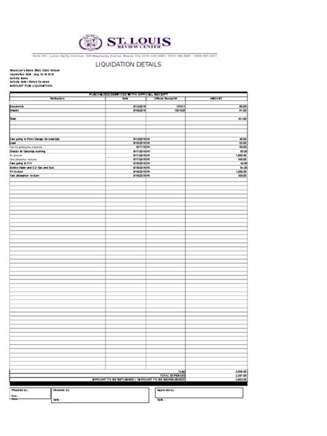 Liquidation Form Sample 1 Pdf Business