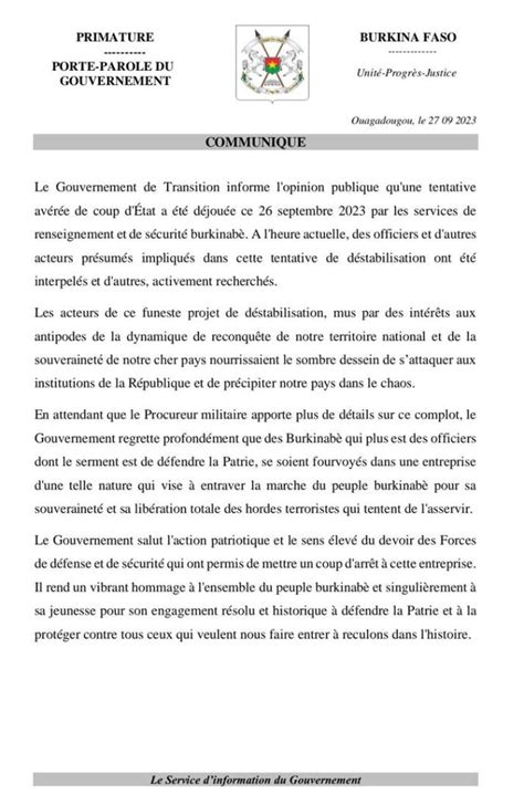 Burkina Des officiers aux arrêts pour tentative avérée de coup