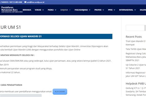 Link Pengumuman Undip Mandiri Jalur Um Hasil Seleksi Ujian Cek Pmb