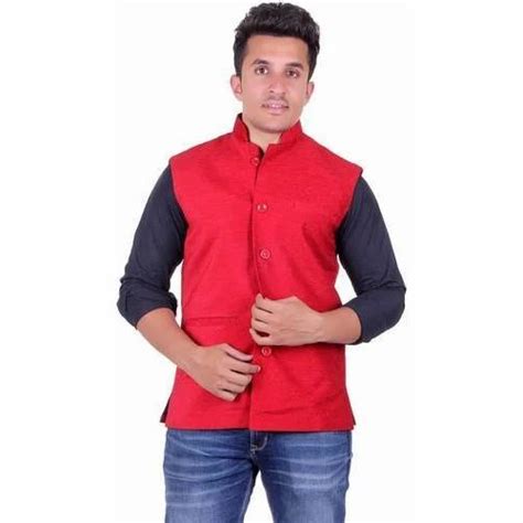 Mens Solid Red Plain Waistcoat Size To At Rs Piece In