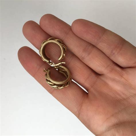 Gold Hoop Earrings Twisted Rope Braided Nautical Vintage Jewelry Chunky Hoops At 1stdibs Gold