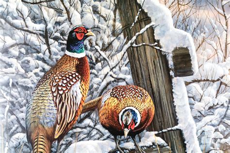 Rosemary Millette Artist Proof Forgotten Fenceline Pheasants Ebth