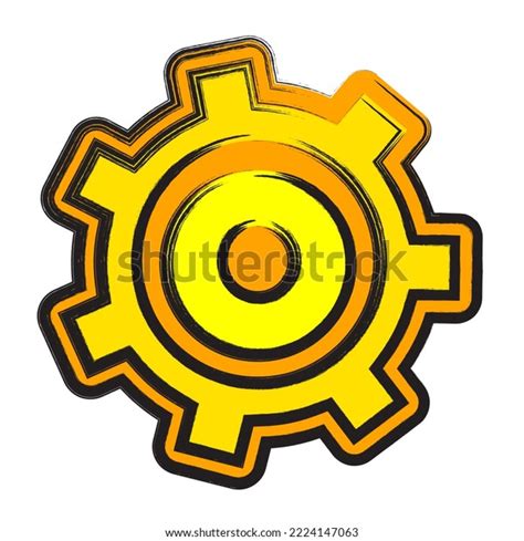 Yellow Gear Icon On White Background Stock Vector Royalty Free