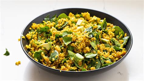 Curried Quinoa Salad With Spinach And Avocado Youtube