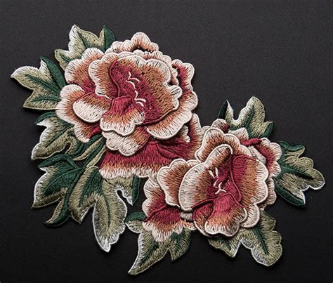 Three Dimensional Peony Applique Patch Embroidery Fabric Applique Diy Large Accessories Applique