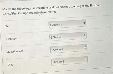 Solved Match The Following Classifications And Definitions Chegg