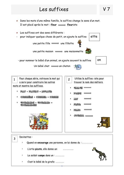 Exercices Vocabulaire Cm Les Suffixes Hot Sex Picture