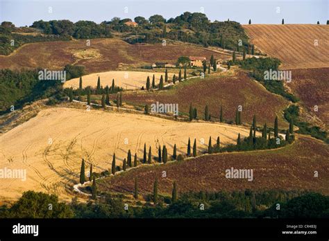 Italy Tuscany Val D Orcia Unesco World Heritage Pienza Area Stock