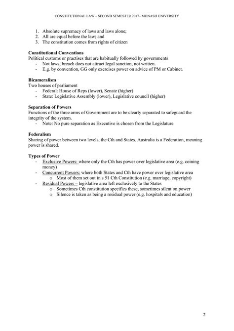 2017 Constitutional Law Complete Notes Law2111 Constitutional Law