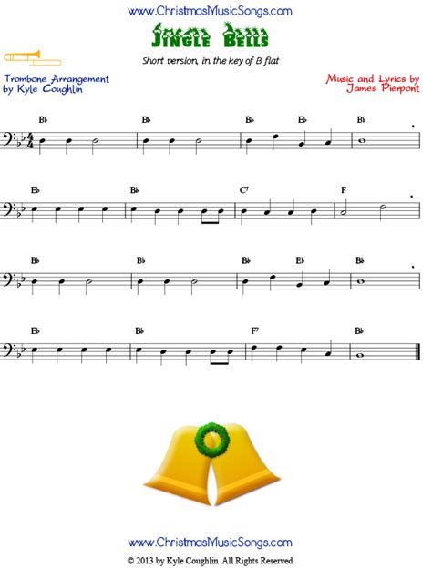 Jingle Bells For Trombone Easy Version Free Sheet Music