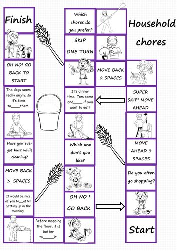 Household Chores Board Game Teaching Resources