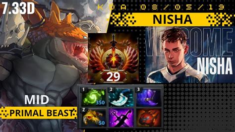 NISHA PRIMAL BEAST MID DOTA 2 PRO GAMEPLAY INMORTAL TOP 29 EUROPA