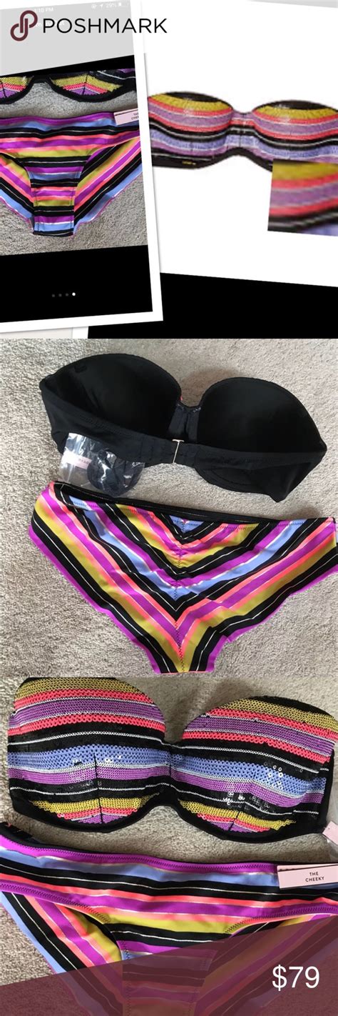 Nwt Vs Bling Flirt Bandeau Cheeky Bikini Bandeau Bikinis Cheeky